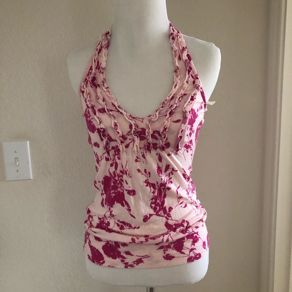 Pink Ruffle Halter Tank Charlotte Russe